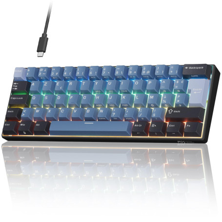 RK ROYAL KLUDGE C61 HE Clavier magnétique AZERTY Filaire 60%, interrupteurs à Effet Hall, Rapid Trigger 8 000 Hz, précision 0,01