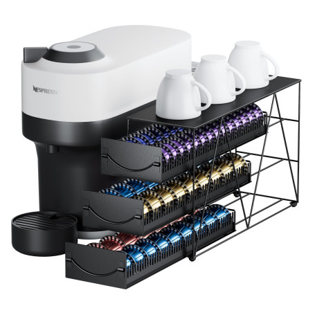 Le tiroir HFHOME peut contenir 90 dosettes Vertuo, organisateur de dosettes N à 3 niveaux, support de rangement de capsules de c