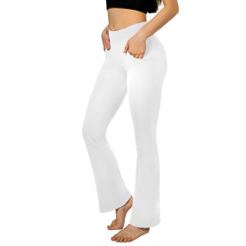 SINOPHANT Pantalon de Yoga Boocut avec 4 Poches pour Femme, Taille Haute Opaque Yoga Pants,Convient pour Le Pilates, Le Sport, L