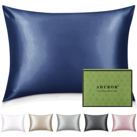 Adubor Taie Oreiller 100% Soie, 23 Momme Soie de Mûrier, Grade 6A, Taie d'oreiller Soie pour la Santé des Cheveux et de la Peau,