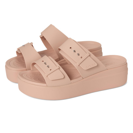 Crocs Brooklyn Buckle Low Wedge Sandale caleFemme