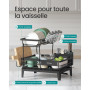 SONGMICS Égouttoir à Vaisselle, 2 Niveaux, Organisateur de Plan de Travail, Bec Rotatif à 360° et Extensible, Bac d’Égouttement,