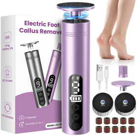Rapeuse Pieds Électrique Puissante, 2-en-1 Ponceuse Pieds et Lime Ongles avec Écran LED, 9 Vitesses, Rechargeable, Kit Pédicure 
