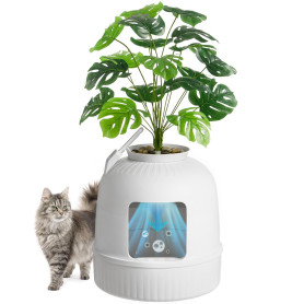Lifewit Bac à Litière pour Chat avec Fausse Plante et Pelle, Bac à Litière Camouflé avec Contrôle des Odeurs et Filtre à Carbone