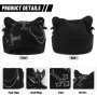 Calkkrer Bonnet en Tricot Noir avec Oreilles de Chat Style Goth, Beanie Grunge pour Femmes Look Y2K, Accessoire Streetwear pour 