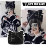 Calkkrer Bonnet en Tricot Noir avec Oreilles de Chat Style Goth, Beanie Grunge pour Femmes Look Y2K, Accessoire Streetwear pour 