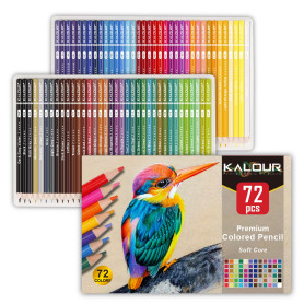 KALOUR Ensemble de 72 crayons de couleur pour livres de coloriage adultes, mine tendre, idéal pour le dessin et l'ombrage, un ca