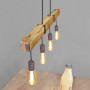 GBLY suspension vintage lampe de table à manger en bois rétro avec poutres en bois 80CM, 4 x E27 max. 25 watts, Suspension indus