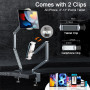 Hersance Support de tablette en aluminium pour lit et table avec 2 clips pour iPad Pro 13" 2024/Galaxy Tabs/Smartphone, 3,5 à 13