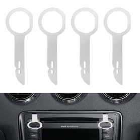 flintronic Autoradio Adaptateur Demontage, 4pcs Clé Extraction Autoradio, Outils de Démontage Autoradio en Acier Inoxydable pour