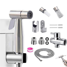 Vaporisateur de Toilette Douchette à Main Bidet en Acier Inoxydable - Pulvérisateur à double mode avec conception à double inter