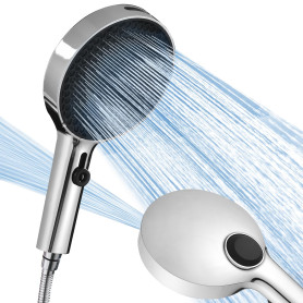 BECMai Pommeau de Douche Haute Pression jet Lavage, Shower Head Grand Diamètre 3 Types de Jets, Douchette Douche Salle de Bain P