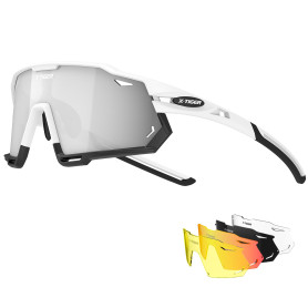 X-TIGER Lunettes de Cyclisme Lunettes de VTT Homme, Lunettes de Vélo avec 5 Lentilles Interchangeables Protection UV400, Monture