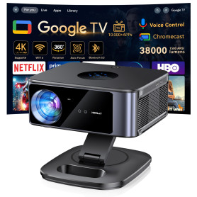 Vidéoprojecteur 4K Supporté 1500 ANSI 38000 Lumen avec Google TV Officiel, Netflix Youtube, Auto Focus, WiFi 6 Bluetooth 5.3, Co