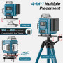 Kevsuvqin Niveau Laser avec Trepied 4 x 360°, 4D 16 Lignes Laser Chantier avec 2 x 3000mAh Batterie & Affichage LED, Niveau Lase