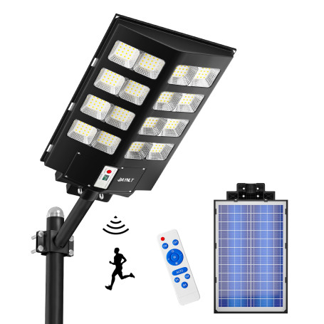 JAYNLT Y-3000W Lampadaires solaires d'extérieur, 6500K 300000LM commercial parking lumière du crépuscule à l'aube, projecteurs s