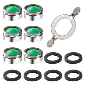 YIXISI 6 Pièces Mousseur Robinet M24, avec 6 Joint D'étanchéité et 1 Clé à Mousseur, Filtre à Robinet d'eau Accessoires avec Fil