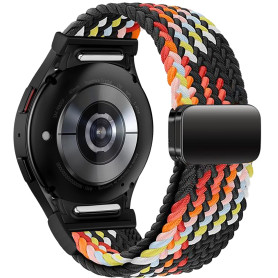 Issinlky bracelet tressée nylon pour Galaxy Watch 7/FE/6/5/4 40mm 44mm, bracelet élastique à boucle magnétique pour Galaxy Watch