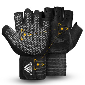 flintronic Gants de Gym, Gants de Musculation avec Support de Poignet, Gants d'haltérophilie pour Homme et Femme, Gant Fitness G