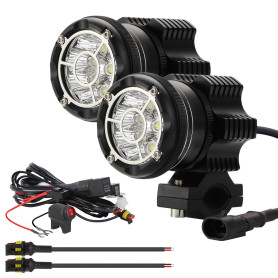 Kairiyard Phares Rond LED de Moto Projecteur Avant Feux de Brouillard Supplémentaires pour Moto avec Interrupteur et Support de 