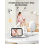 GHB Babyphone Camera Écran LCD 3,5 inches Camera Surveillance Bebe 4X Zoom 8 Berceuses sans WiFi 2,4 GHz Surveillance de Tempéra