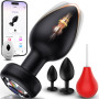 Ensemble de 4 Gode Anal avec Poire a Lavement pour Anus - Pureté Douce, Sensation Soyeuse, Vibromasseur Anal à distance APP Sext