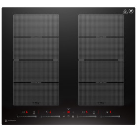 AMZCHEF plaque induction avec deux zones flexibles, plaque de cuisson induction 4 zones avec fonctionnement silencieux (42dB), 9