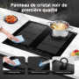 AMZCHEF plaque induction avec deux zones flexibles, plaque de cuisson induction 4 zones avec fonctionnement silencieux (42dB), 9