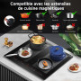 AMZCHEF plaque induction avec deux zones flexibles, plaque de cuisson induction 4 zones avec fonctionnement silencieux (42dB), 9