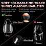 UNA GELLA Capsule Américaine Ongle Amande Courte, 120 PCS 12 Tailles Full Cover Capsules Ongles, Ongles Soft Gel Clairs, Solides