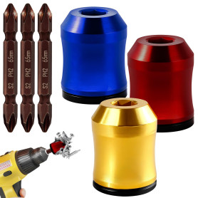 Anneau magnétique pour tête de tournevis (3 pièces) avec 3 embouts de tournevis PH2, outil amovible pour perceuses | Porte-embou