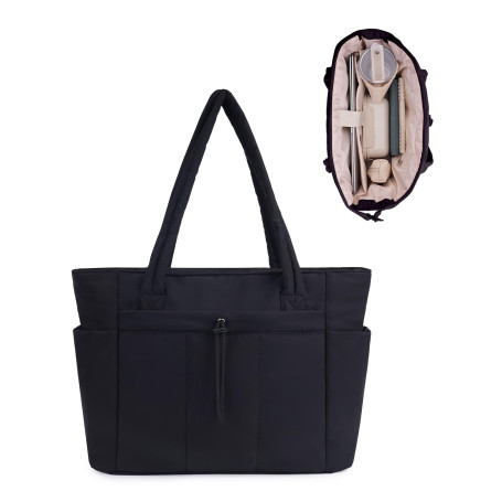 Wandering Nature Sac Cabas Femme avec Zip, Sac Fourre-Tout avec Porte-Bouteille 40oz et Compartiment Ordinateur 15,6" pour Trava