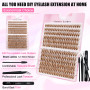 240 Pcs Brown DIY Extensions de cils Set 0.07D Cils Uniques Faux cils individuels Cluster avec colle à cils et pince à épiler po