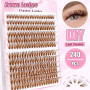 240 Pcs Brown DIY Extensions de cils Set 0.07D Cils Uniques Faux cils individuels Cluster avec colle à cils et pince à épiler po