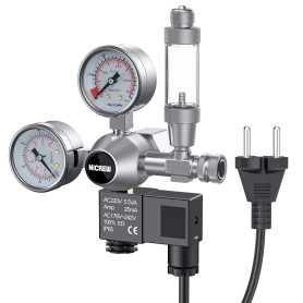 NICREW Extérieur Régulateur de CO2 Aquarium, Réducteur de Pression pour Aquarium Planté, Double Manomètres avec Électrovanne Com