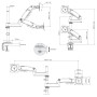 Support bureautique avec Ressort à gaz pour Deux écrans LCD 17″ – 27″ (43 cm – 69 cm de Diagonale) et Jusqu’à 9 kg chacun
