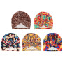 DRESHOW 5 Pièces Turban Africain pour Femme Bonnet Pré-noué Bonnet Chimio Casquette de Perte de Cheveux Chapeau