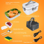 IGUGI Lunch Box Chauffante Électrique 1.8 L,4 en 1 12V/24V/220V~240V Gamelle Chauffante,75W Acier Inox Chauffage Rapide Gamelle,