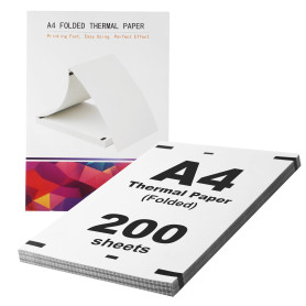 200 feuilles Papier Thermique A4, 210 x 297 mmPapier Imprimante Thermique, Papier Thermique A4 Pliable adapté aux documents et p