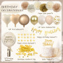 Decoration Anniversaire Fille Femme, Ballons Anniversaire Beige Or avec Banderole Happy Birthday, Ballons en Aluminium Coeur, Po