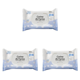 Corine de Farme - Lingettes Bébé Nettoyantes - Change Water Essential x70 - Produit de Toilette d'Origine Végétale - 99% d'Eau P