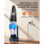 Topipop Aspirateur à Main sans Fil 25000Pa, Batterie 8000mAh & Filtre HEPA Lavable, Mini Aspirateur avec LED, 3 Embouts et Stati