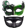 SIQUK 2 Pièces Vénitien Masque Femme Homme Masque de Mascarade Vénitien Masque Mascarade Bal Masqué pour Couple Les Yeux pour Ha