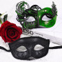 SIQUK 2 Pièces Vénitien Masque Femme Homme Masque de Mascarade Vénitien Masque Mascarade Bal Masqué pour Couple Les Yeux pour Ha