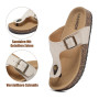 zaxunai Tongs Homme Femme en Cuir Liège avec Semelle en Liège Sandales d'été Confortables Antidérapantes pour Plage/Piscine, Sup