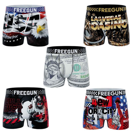 FREEGUN Lot de 5 Boxers Garçon Premium