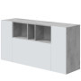 Buffet moderne à 3 portes en gris ciment et blanc Artik