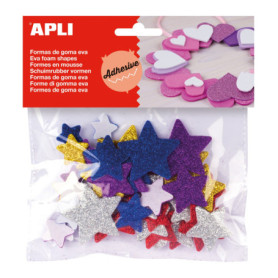 Étoiles en Mousse Pailletées APLI Kids - 50 Unités Multicolores