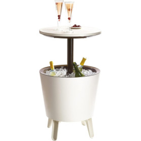 Table de Camping Keter 962CB - Design Élégant Blanc et Marron