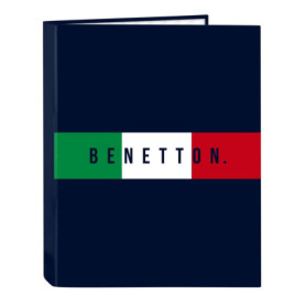 Classeur Safta Benetton Flag 4 Anneaux - Bleu Marine, Confortable et Résistant